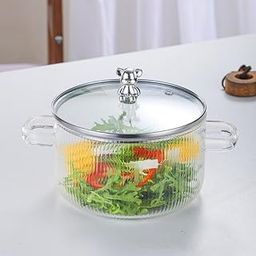 VAGHASIYA ENTERPRISE 1.6L Heat-Resistant Stovetop Cooking Pot with Glass Lid, Clear Glass, High Borosilicate, Stew Soup Pot, Pack of 1-image-3