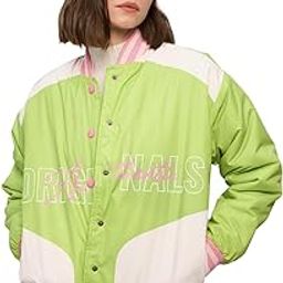 Varsity Jacket: Celery Lime Women and Girls Long Sleeves Band Collar Polyester Oversized Varsity Jackets-image-4