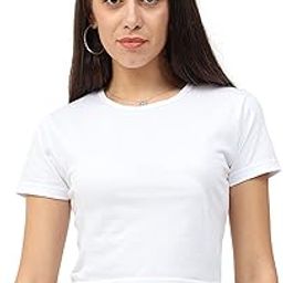 Women's Cotton Plain Round Neck Half Sleeve Crop Top-image-77