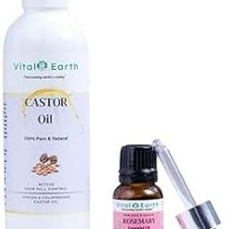 Vital Earth Hair Growth Oil Set, Rosemary Essential Oil 15ml and Castor Oil 200ml, For Hair and Scalp Care, Pack of 2-image-76