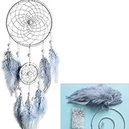 FANDOL DIY Dream Catcher Making Kit, Macrame Dream Catcher Craft Supplies for Kids Bedroom Wall Decor Nursery Baby Room Hanging Wedding Ornaments Party Handmade Gift (Grey)-image-50
