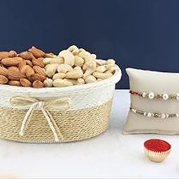 SFU E Com Set Of 2 Rakhi With Dry Fruit Hamper For Rakshabandhan Gift | Dry Fruit And Rakhi For Brother | Dry Fruit Basket Hamper | 102-68