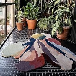 Natural Weave Irregular Shape Wool Area Rug – Flora Bloom Design, Hand-Tufted Wool Carpet – Soft & Durable Modern Rug for Living Room, Bedroom & Home Decor |4x4-image-1