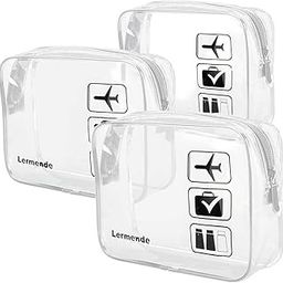 3pcs Lermende TSA Approved Toiletry Bag with Zipper Travel Luggage Pouch Carry On Clear Airport Airline Compliant Bag Travel Cosmetic Makeup Bags - Clear-image-23
