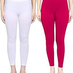 Kex White Beige Solid Cotton Ankle Length Leggings Women Leggings Girls Leggings Leggings for Women-image-2