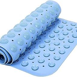 NSXEEN Premium PVC Silicone Shower Bath Mat Anti Slip Bathtub Bathroom Met with Suction Cup, Drain Hole & Anti Skid Non-Slippery Rubber Floormat for Toilet Kitchen (Sky Blue Medium-68.5X35.5 CM)-image-75