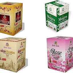 RIDHI SIDHI Natural Incense Cone | 5 in 1 Dhoop Cone | Mogra Cone | Kesar Cone | Rose Fragrance | Aromatherapy for Meditation Yoga Relaxation - Pack of 4-image-25