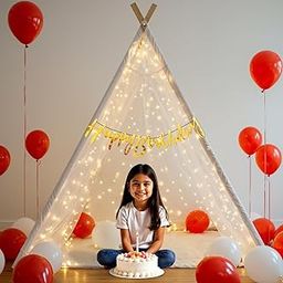 Propz Birthday Decoration Kit - 25 Pcs, Happy Birthday Decoration Kit for Husband Wife | Cabana Tent for Birthday Decorations Girls Boys | Bday Decorations Men Women | White, Red Balloons, Net Curtain-image-2
