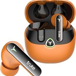 truke New Launch BTG Flex True Wireless in Ear Earbuds, Dual Pairing Ear Buds, 40ms Low Latency Gaming Mode, 60H Playtime Fast Charging, HiFi DSP Sound, Quad-Mic ENC, 13mm Driver,Bluetooth 5.4(Orange)-0