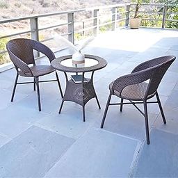 Wooden Street Sienna Outdoor Seating Chairs and Table Set, Garden Patio Coffee Table Set, Outdoor Balcony Wicker Furniture (Dark Brown, 2 Seater) 58.4 x 48.3 x 78.7 Cm-image-12