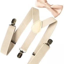 THE STYLE SUTRA 5xMens Suspenders with Bow Tie Y Back Braces for Formal Wear Cosplay Beige-image-75