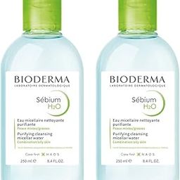 Bioderma Sébium H2O Purifying Micellar Cleansing Water and Makeup Removing Solution for Combination to Oily Skin 250 ml - Pack of 2-1