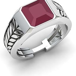 Rera Mens Rings Silver 925 Rings For Men setted with red zircon gemstone Ruby substitute mens rings Pure Silver 925 Rings For Men Gift for Men Boyfriend With Certificate of Authenticity and 925 Stamp-image-2