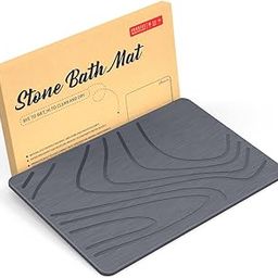 BELADOR Stone Bath Mat, Diatomaceous Earth Non-Slip Stone Shower Mat | Quick Absorbent Bath Mats for Bathroom | Elegant & Modern Design & Easy to Clean - (Dark Grey Wave, 23.6" x 15.4")-image-22