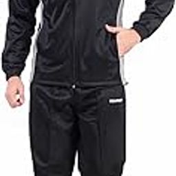 Men's Running Windbreaker Gym and Sports Tracksuit (Small, Black/Grey)-47