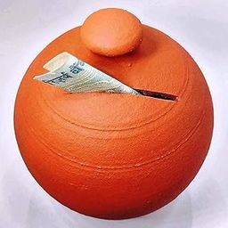 Clay Terracotta Round Shape Piggy /Money Bank (Brown), Classic-image-77