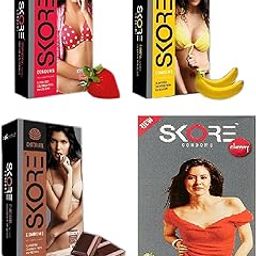 Skore Condoms - 10 Condoms per Pack (Chocolate, Banana, Strawberry, Cherry)-72