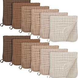 CAIKEZI Muslin Burp Cloths for Baby 100% Cotton Burping Cloths for Boys Girls Large 20''X10'' Extra Soft and Absorbent 12 Pack - Gradient Coffee-picture-23