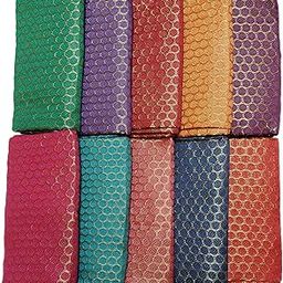 AYLA WORLD Women's Silk Cotton Blouse Material (Pack of 10 Pcs) Multicolour, 1 Metre Each for Varalakshmi Vratham, Navratri, Durga Puja, Wedding, Return Gifts-image-95