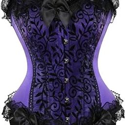 Corset Bustier Top Women Classic Boned Clubwear Korsett Plus Size Fl Lace Overlay Corsets Cosplay Halloween Costume-image-33