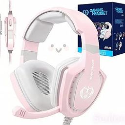 SENLOO Pink Gaming Headset with Mic for PC Computer Mac Laptop, Over-Ear Wired Gaming Headphones with Microphone, Volume Control, Compatible with PS4 Xbox PS5 Controller Phone-14