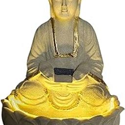 Holiness Craft Mini Lotus Buddha Water Fountain with 18 Watt Water Pump for Indoor Tabletop Office Home Study Room Lawn Yard with LED Lights-image-27