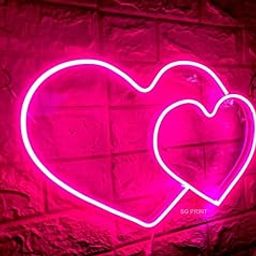 Wall Mitra HEART LED Neon Signs Light LED Art Decorative Sign - Wall Decor/Table Decor, Home Decor for Wedding Party Kids Room Living Room House Bar Pub Hotel Beach LED Strip Light (PINK)10x10-image-58