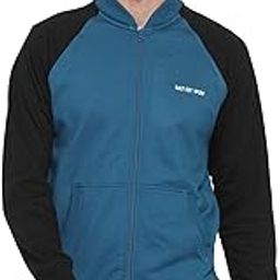 Men's Full Sleeves Zipper Fleece Jacket(Teal::Black)-image-3