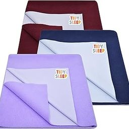 Tidy Sleep Instadry Anti-Piling Fleece Extra Absorbent Quick Dry Sheet for New Born Babies, Cotton Bed Protector Mattress Pack of 3 Maroon-Lilac-NBlue Large (140x100) cm-image-56