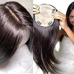 Tips And Tops Premium Silk Base Human Hair Topper for Female | Natural Human Hair Extensions for Women & Girls | Hair Enhancer| Base Sizes 2x5, 3x5, 4x5, 5x5, 6x5 Inches (Natural Black, 3x5 Inches)-image-26