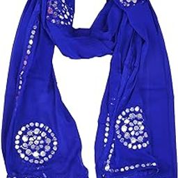 Plastic Mirror Work Embroidered Chiffon Dupatta for Women & Girls-image-77