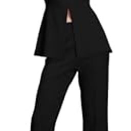 Women's Elegant Co-Ord Set with Puff Sleeve Top & Straight Pants – Stylish Office, Formal Suit Set-image-76
