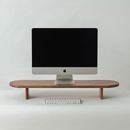 carpentray Wooden Computer Monitor Stand, Monitor Riser Desk Shelf Desktop Stand TV Riser with Keyboard Storage Desk (80cm, Rounded)-14