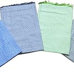ThanV Cotton 300GSM Small Checkered Bath Towel | 100% Pure, Soft & Absorbent | Lightweight, Skin-Friendly, Fade-Resistant | Large Size & Quick Dry (Blue, Grey, Green, Dark Green_33x66in) Combo of 4-image-26