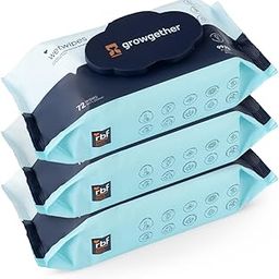 Growgether 99.9% Purified Water Baby Wipes (Pack of 3 x 72 Wipes) – Hypoallergenic & Biodegradable | Enriched with Chamomile | Thick, Tear-Resistant | Safe for Newborns & Sensitive Skin-image-71