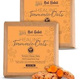 Nat Habit Healing Turmeric-Oats Bath Soap With Ayurvedic Cold Processed For Scar Reduction, Gentle Exfoliation, Tan Removal & Cleansing (125g x 2)-33