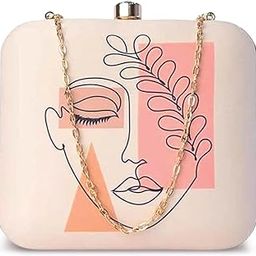 Portrait Women Printed Clutch Bag For Women With Detachable Strap-image-2