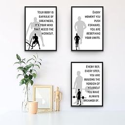 Whimzy Wish Fitness Motivation Quotes Wall Frames for Men, Set of 3 (12.6 inch by 9.25 inch each) for gym, yoga and exercise room-11