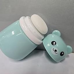 Pax Parrot Baby Powder Puff Box – Bear Design | Pack of 2 | 4 Pax Parrot Characters Stickers for Baby | Refillable Dispenser with Soft Applicator for Newborns & Infants | Compact & Travel-Friendly Container (Turquoise, Pink )-1