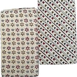 Pure Cotton Hand Block print handloom Lungis for Men Pack of 2 *(2.00 mtr)*Off-White L24-53