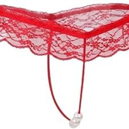 5xWomens Sheer Lace Pearl Mini G-string Briefs Panties Underwear T-back Red-image-26
