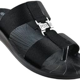 Men's Rexine Slippers with PU Sole – Stylish & Comfortable Black Slip-On Sandals for Casual | Ethnic | Rain | Outdoor | Indoor Wear with Anti-Slip Technology-image-99