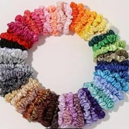 24pcs Dark color Silk Satin Scrunchies For Women & Girls - Stylish Luxury Ponytail Rubber Band Ties for Hair - (Random Colors) 𝗔𝗻𝘁𝗶-𝗛𝗮𝗶𝗿-𝗕𝗿𝗲𝗮𝗸𝗮𝗴𝗲, Slim Scrunchies Set For Girls | Small (Skinny Earthy)-image-22