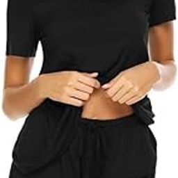 Women's Shorts Pajama Set Short Sleeve Sleepwear Nightwear Pajamas Shorts Racerback Pj Lounge Sets Sleepwear Babydoll (Medium, Navy Blue)-image-21