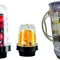MEXICAN Set of 3 Juicer Jar ABS Plastic Capacity Mixer Juicer Jar (2500ML,300ML,500 ml)-Color Blue Black-27