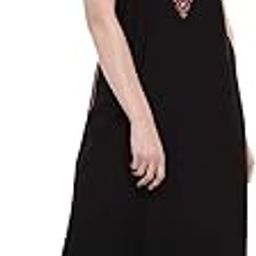 Sanddune Plain Straight Fit Night Gown for Womens - Nighty Fabric Bizzy Lizzy - Ladies Maxi with V Neck has Embriodary, Half Sleeves with Side Slip Pocket-image-7