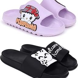 Combo Pack of 2 Slipper/Flip Flops/Slides/Clogs/Sandals for Women (Tatoo-Peso Vs Welcome)-image-13