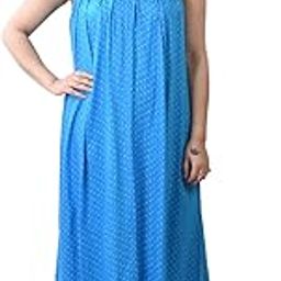 Light Blue Sleeveless Pure Cotton Nighty for Ladies/Girls - PCW00001410_XL-42-image-79