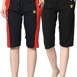 Women Capri for Sleep, Gym, Yoga and Sports Wear Pack of 2-C7_NVY_C8_BLK_02-P-image-37