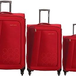 Fabric Soft 30 Cms 4 Spinner Wheels Suitcase(Kam-123_Red), 65 Cm-image-5